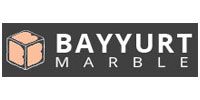 BAYYURT MARBLE logo with a tan cube icon on a dark gray background