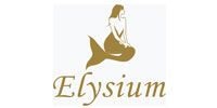 Golden logo of a seated woman above the word “Elysium” in elegant script