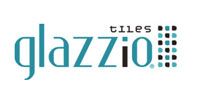 Glazzio Tiles logo in teal and black with a dotted tile motif on a white background