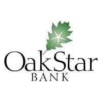 OakStar Bank logo: black text with green oak leaf.