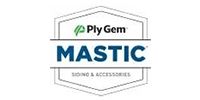 Logo for Mastic Siding & Accessories by Ply Gem, with blue and green text on a white background.
