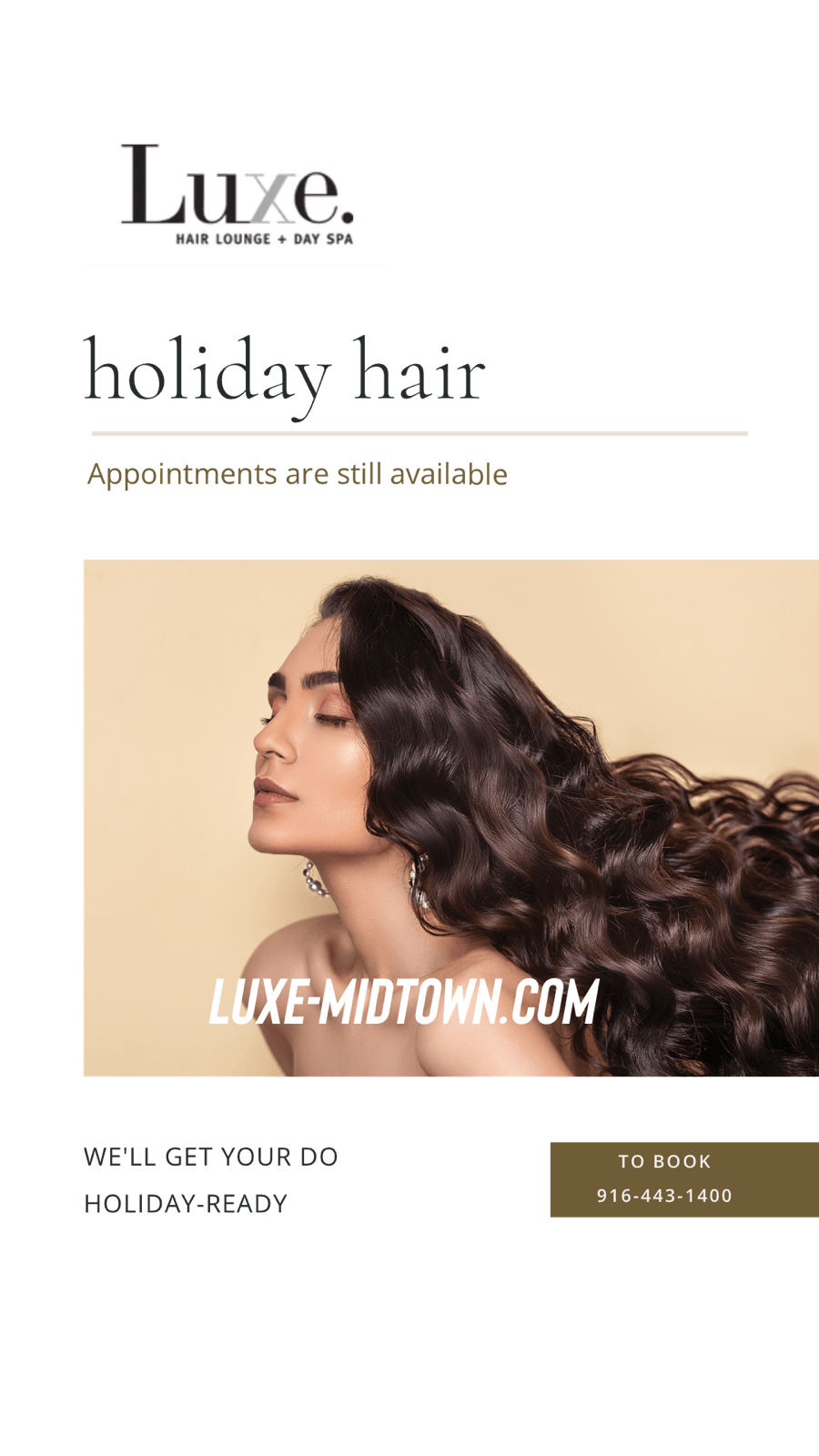 Book your Holiday hair or skin appointment now!