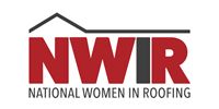 Logo of National Women in Roofing (NWIR). Red letters NWIR with a black line above it. Text below reads: NATIONAL WOMEN IN ROOFING.