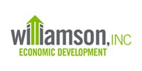 Logo for Williamson, Inc. Economic Development with a green arrow pointing up.