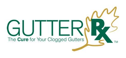 Glitter Rx logo with green text, gold leaf outline, and tagline “The Cure for Your Clogged Gutters”