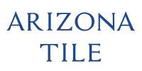 Arizona Tile logo in blue serif text on a white background