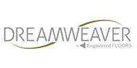 Dreamweaver Engineered Floors logo with gray text and a gold swoosh