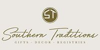 Southern Traditions logo with gold monogram and script text on a beige background