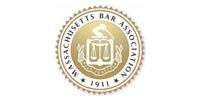 The massachusetts bar association logo is a gold seal with a lion on it.