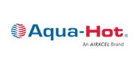 Aqua-Hot logo with blue, red, and white design; 