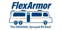 FlexArmor logo: a blue and white RV with the words 