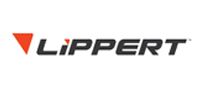 Logo for Lippert, with a downward-pointing orange triangle, followed by the word 