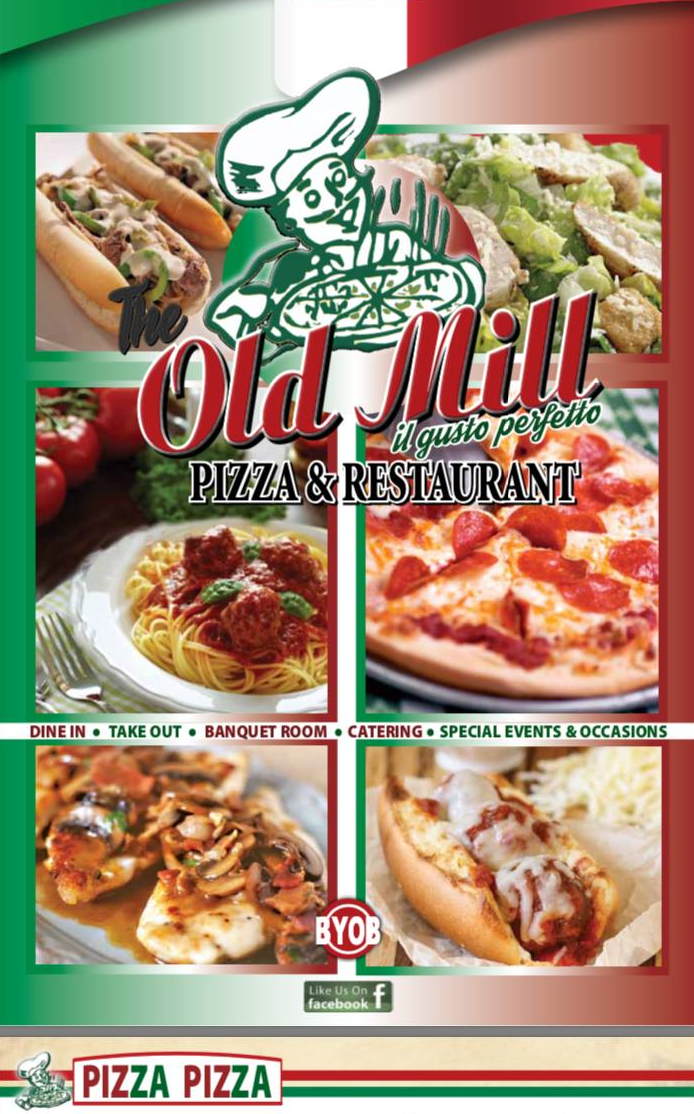 Menu Old Mill Pizzeria