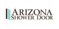 Arizona Shower Door logo with brown and turquoise elements.