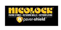 Logo for Nicolock Paving Stones, Retaining Walls, and Outdoor Living with the yellow