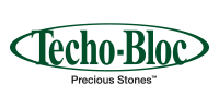 The green logo of Techo-Bloc, consisting of the brand name inside an oval above the text