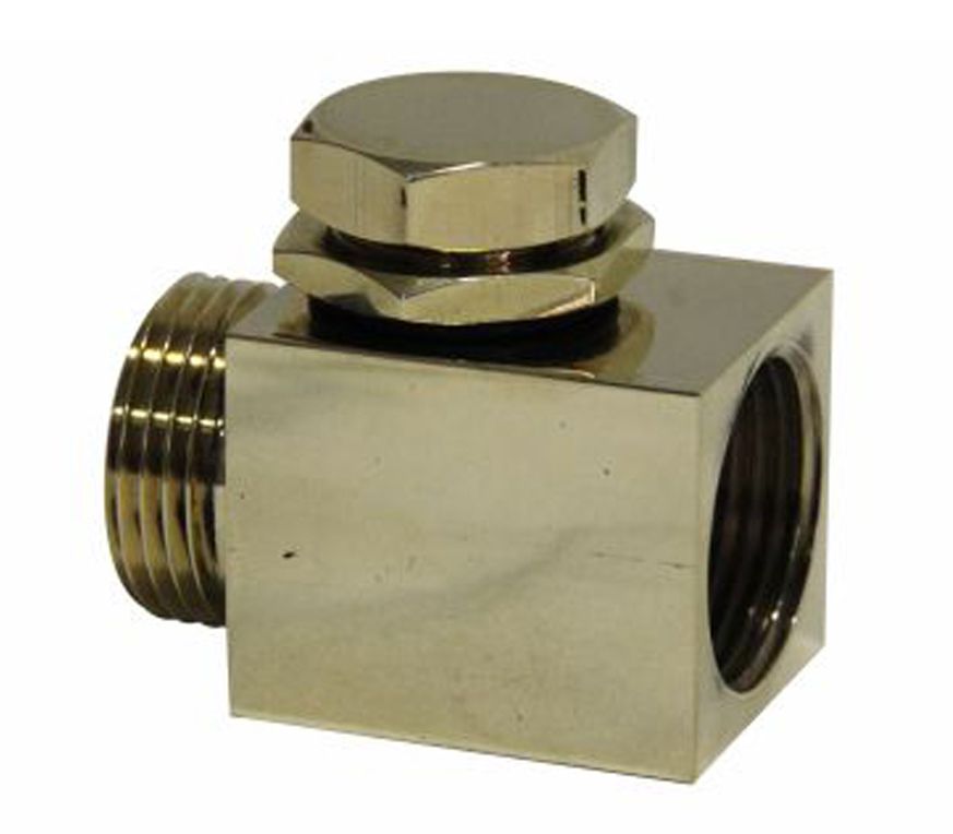 A brass fitting with a screw on top of it