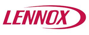 Lennox logo in red italic text with a red swoosh on a white background