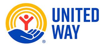 United Way logo with red figure, blue hands, and yellow sun rays