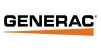 Generac logo in black with an orange underline on a white background