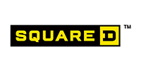 Square D logo with yellow text on a black rectangular background