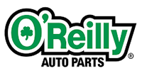 O’Reilly Auto Parts logo in green and black with a shamrock inside the “O”