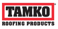 TAMKO Roofing Products logo in black and red on a white background