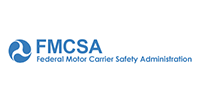 Logo of the Federal Motor Carrier Safety Administration (FMCSA) featuring blue text and a circular, three-pronged icon.
