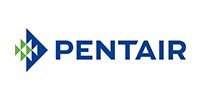 Pentair logo: blue triangle and green squares pointing right, dark blue text.