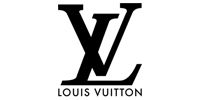 Louis Vuitton logo in black on a white background