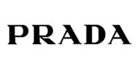 PRADA logo in black serif letters on a white background