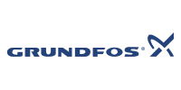 Grundfos logo in dark blue: Text
