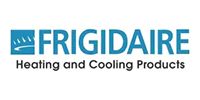 Frigidaire Heating and Cooling Products logo in teal with a stylized cloud icon.