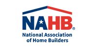 Logo of the National Association of Home Builders (NAHB) with blue and red house roof and text.