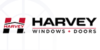 HARVEY Windows + Doors logo in black and red