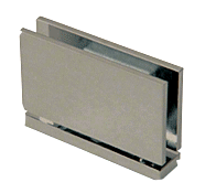 A stainless steel door hinge is shown on a white background.
