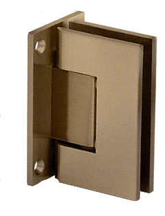 A close up of a door hinge on a white background