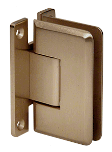 A close up of a door hinge on a white background