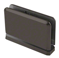 A black box is sitting on a white surface.