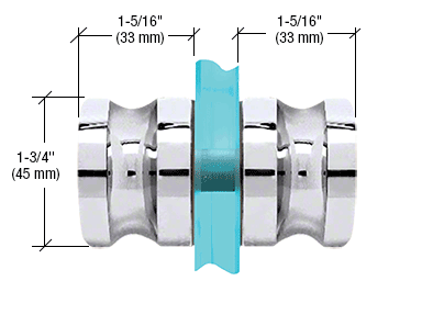 A picture of a door knob with measurements on it