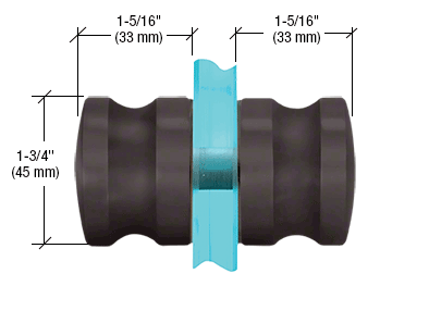 A drawing of a rubber hose connector with measurements on a white background.