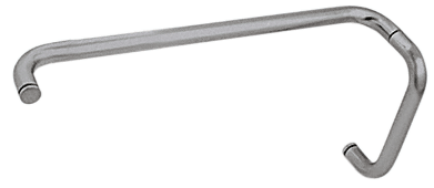 A close up of a metal hook on a white background.