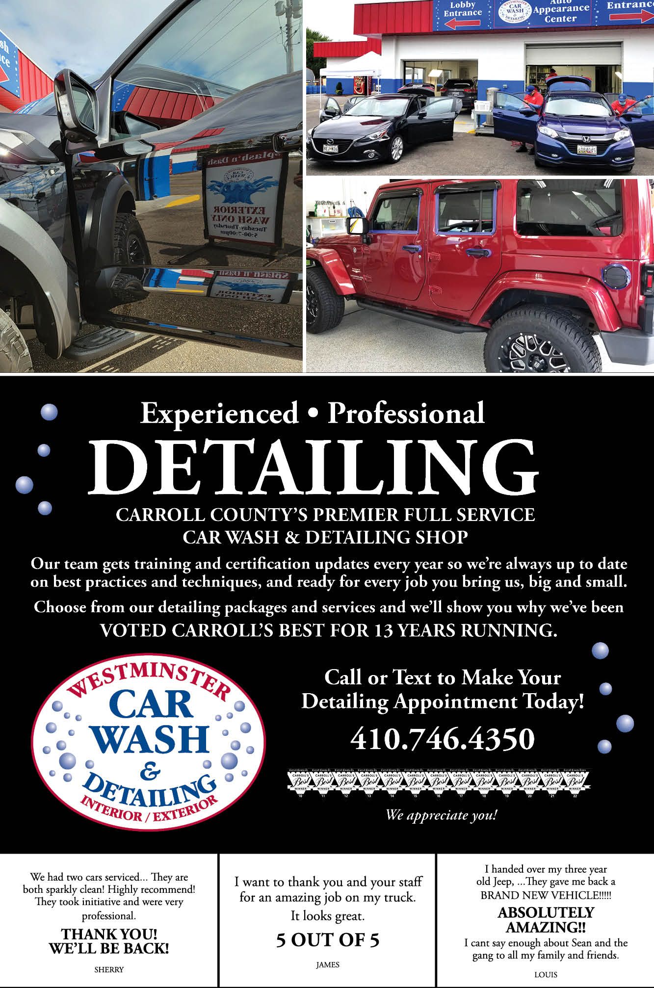 Vehicle Requirements Westminster Car Wash & Detailing