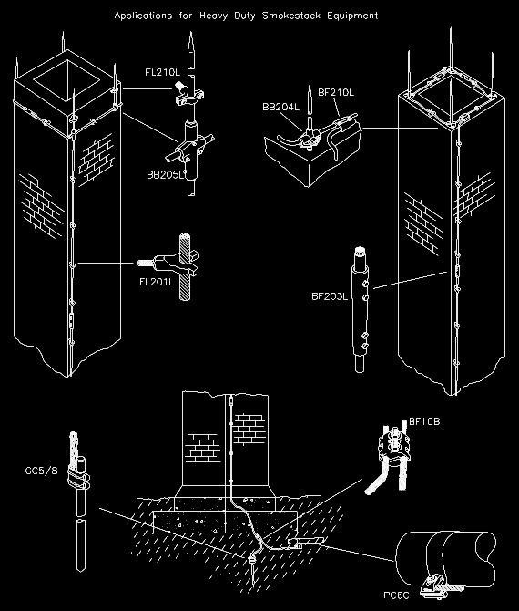 A black and white drawing of a building with a lot of electrical equipment on it.