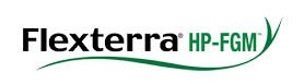 Flexterra HP-FGM logo in black and green with a green swoosh line