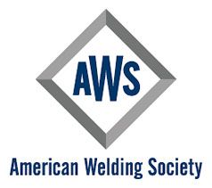 AWS logo with blue letters inside a gray diamond, labeled American Welding Society.