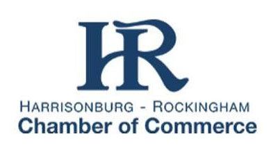 Harrisonburg-Rockingham Chamber of Commerce logo with blue “HR” initials and text on white background