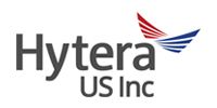 Hytera US Inc logo with gray text and a red-and-blue wing symbol