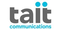 Talk Communications logo in gray and teal with two teal dots above the wordmark