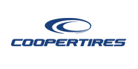 The logo for cooper tires is blue and white on a white background.